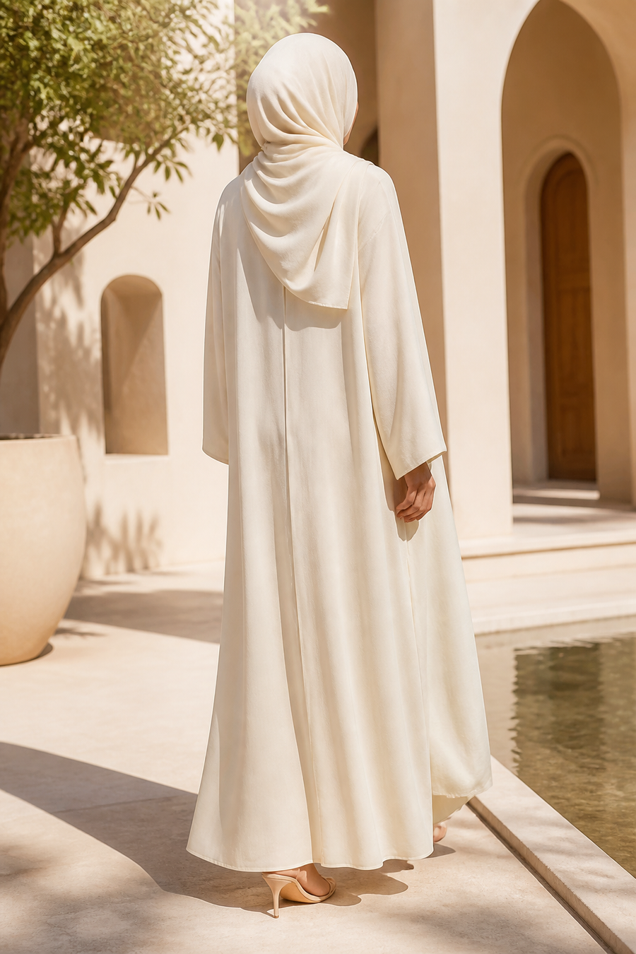 Ekru hafif yazlık tesettür ferace